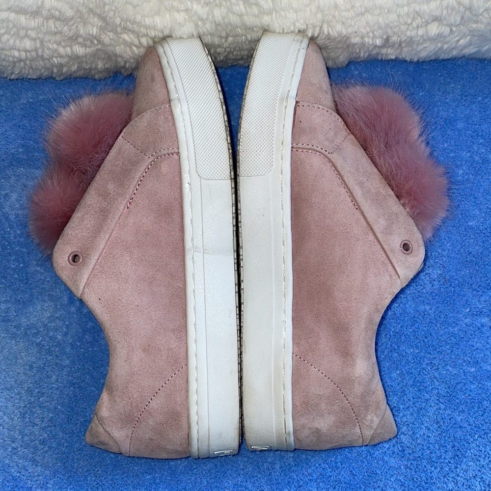 Sam Edelman Pink Suede with Pink Fur Pom-Poms. Size 9M - Picture 7 of 8